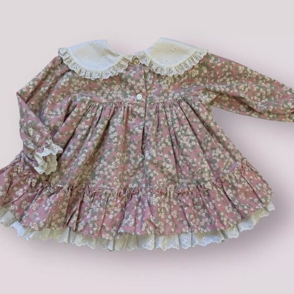 Vintage Toddler Baby Girl Floral Pink White Spring 12M Blouse - Picture 4 of 4